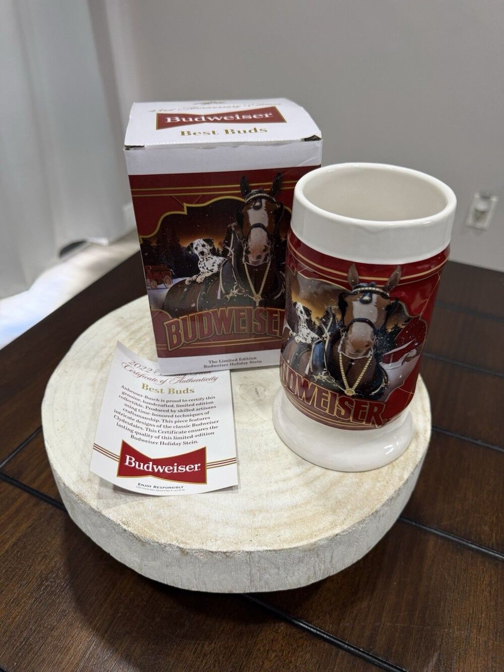 Budweiser Best Buds Holiday Stein 43rd Anniversary Edition 2022 Certificate NEW